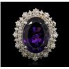 Image 1 : 14KT White Gold 11.11ct Amethyst and Diamond Ring