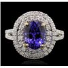 14KT White and Yellow Gold 3.20ct Tanzanite and Diamond Ring