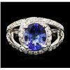 Image 1 : 14KT White Gold 2.37ct Tanzanite and Diamond Ring