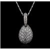 Image 2 : 14-18KT White Gold 1.49ctw Diamond Pendant With Chain