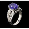 Image 3 : 14KT White Gold 4.10ct Tanzanite and Diamond Ring
