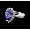 Image 2 : 14KT White Gold 3.73ct Tanzanite and Diamond Ring