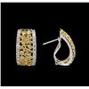 Image 2 : 3.38ctw Fancy Yellow Diamond Earrings - 14KT Two-Tone Gold