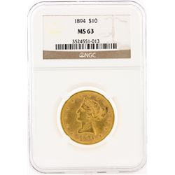 1894 NGC MS63 $10 Liberty Head Eagle Gold Coin