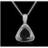 Image 1 : 14KT White Gold 6.68ctw Black Diamond Pendant With Chain
