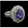 Image 2 : 5.82ct Tanzanite and Diamond Ring - 14KT White Gold