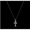 Image 1 : 14KT White Gold Cross Pendant With Chain