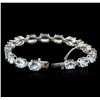 Image 3 : 14KT White Gold 18.87ctw Aquamarine and Diamond Bracelet