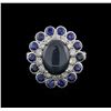Image 1 : 14KT White Gold 9.12ctw Blue Star Sapphire and Diamond Ring