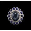 Image 4 : 14KT White Gold 9.12ctw Blue Star Sapphire and Diamond Ring