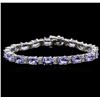 Image 1 : 14KT White Gold 13.19ctw Tanzanite and Diamond Bracelet