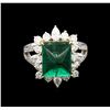 Image 1 : 6.53ct Emerald and Diamond Ring - 18KT Two-Tone Gold