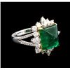 Image 2 : 6.53ct Emerald and Diamond Ring - 18KT Two-Tone Gold