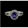 Image 1 : 0.70ct Tanzanite and Diamond Ring - 18KT White Gold