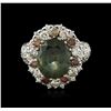 Image 1 : 14KT White Gold 6.33ct Green Sapphire and Diamond Ring