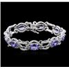 Image 1 : 14KT White Gold 9.85ctw Tanzanite and Diamond Bracelet