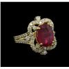 Image 2 : 5.00ct Ruby and Diamond Ring - 14KT Yellow Gold