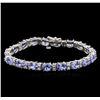 Image 1 : 14KT White Gold 15.01ctw Tanzanite and Diamond Bracelet