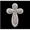 Image 1 : 14KT White Gold 0.18ctw Diamond Cross Pendant