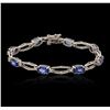 Image 1 : 14KT White Gold 6.24ctw Tanzanite and Diamond Bracelet