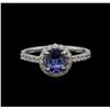 Image 1 : 0.80ct Tanzanite and Diamond Ring -14KT White Gold
