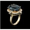 Image 3 : 14KT Yellow Gold 17.39ct Topaz and Diamond Ring