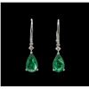 Image 1 : 3.59ctw Emerald and Diamond Earrings - 18KT White Gold