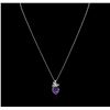Image 1 : 3.42ct Amethyst and Diamond Pendant With Chain - 14KT White Gold