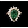 Image 1 : 3.70ct Emerald and Diamond Ring - 14KT Rose Gold