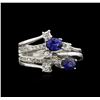 Image 1 : 0.87ctw Sapphire and Diamond Ring - 14KT White Gold