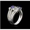 Image 3 : 0.87ctw Sapphire and Diamond Ring - 14KT White Gold