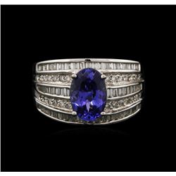 2.07ct Tanzanite and Diamond Ring - 18KT White Gold