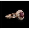 Image 2 : 14KT Rose Gold 0.78ct Ruby and Diamond Ring