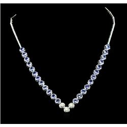 14KT White Gold 16.08ctw Tanzanite and Diamond Necklace