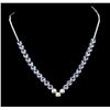 Image 1 : 14KT White Gold 16.08ctw Tanzanite and Diamond Necklace