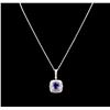 Image 2 : 5.12ct Tanzanite and Diamond Pendant With Chain - 14KT White Gold