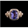 Image 1 : 2.85ct Tanzanite and Diamond Ring - 14KT Rose Gold