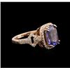 Image 2 : 2.85ct Tanzanite and Diamond Ring - 14KT Rose Gold