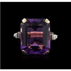 14KT Yellow Gold 20.59ct Amethyst and Diamond Ring