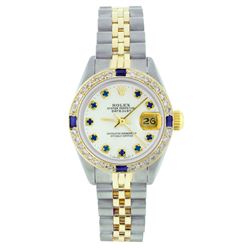 Rolex Two-Tone Diamond and Sapphire DateJust Ladies Watch