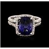 Image 1 : 14KT White Gold 4.36ct Tanzanite and Diamond Ring