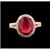 Image 1 : 3.70ct Ruby and Diamond Ring - 14KT Rose Gold