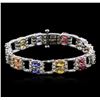 Image 1 : 14KT White Gold 20.04ctw Multi Gemstone and Diamond Bracelet