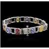 Image 2 : 14KT White Gold 20.04ctw Multi Gemstone and Diamond Bracelet