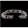 Image 3 : 14KT White Gold 20.04ctw Multi Gemstone and Diamond Bracelet