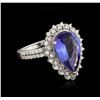 Image 2 : 14KT White Gold GIA Certified 5.07ct Tanzanite and Diamond Ring