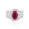 Image 1 : 18KT White Gold 2.90ct Ruby and Diamond Ring