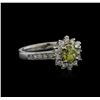 Image 2 : 1.14ctw Yellow Diamond Ring - 14KT White Gold