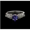 Image 1 : 0.80ct Tanzanite and Diamond Ring -14KT White Gold