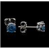 Image 2 : 14KT White Gold 0.97ctw Fancy Blue Diamond Stud Earrings